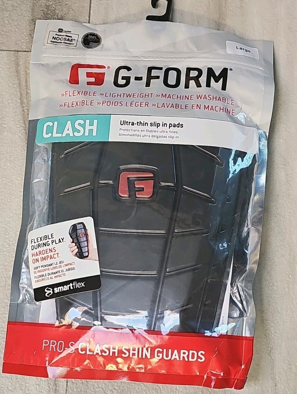 G-Form Pro-S Clash Ultra-thin Flexible Shin Guards Large Soccer Black